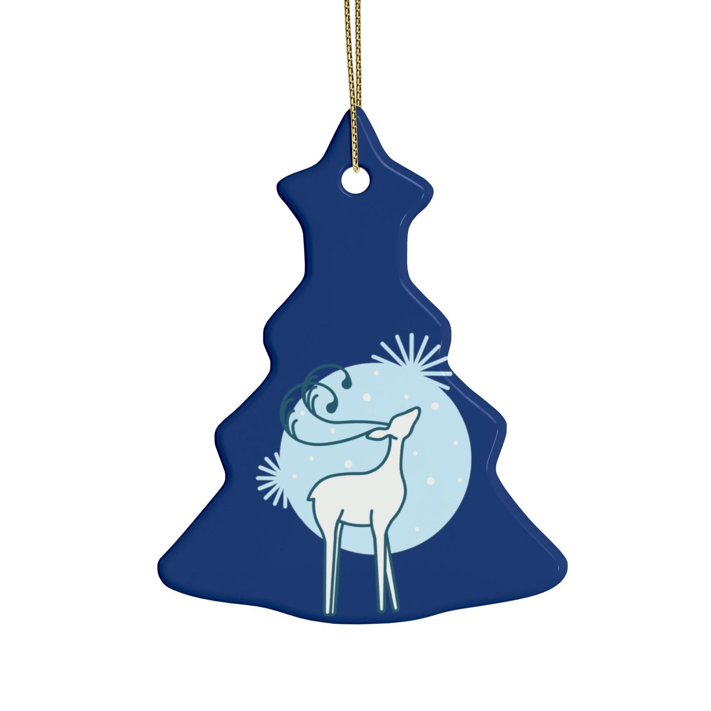 Blue Christmas Tree Reindeer Ceramic Ornaments (1pcs, 5pcs, 10pcs, 20pcs) - Lizard Vigilante