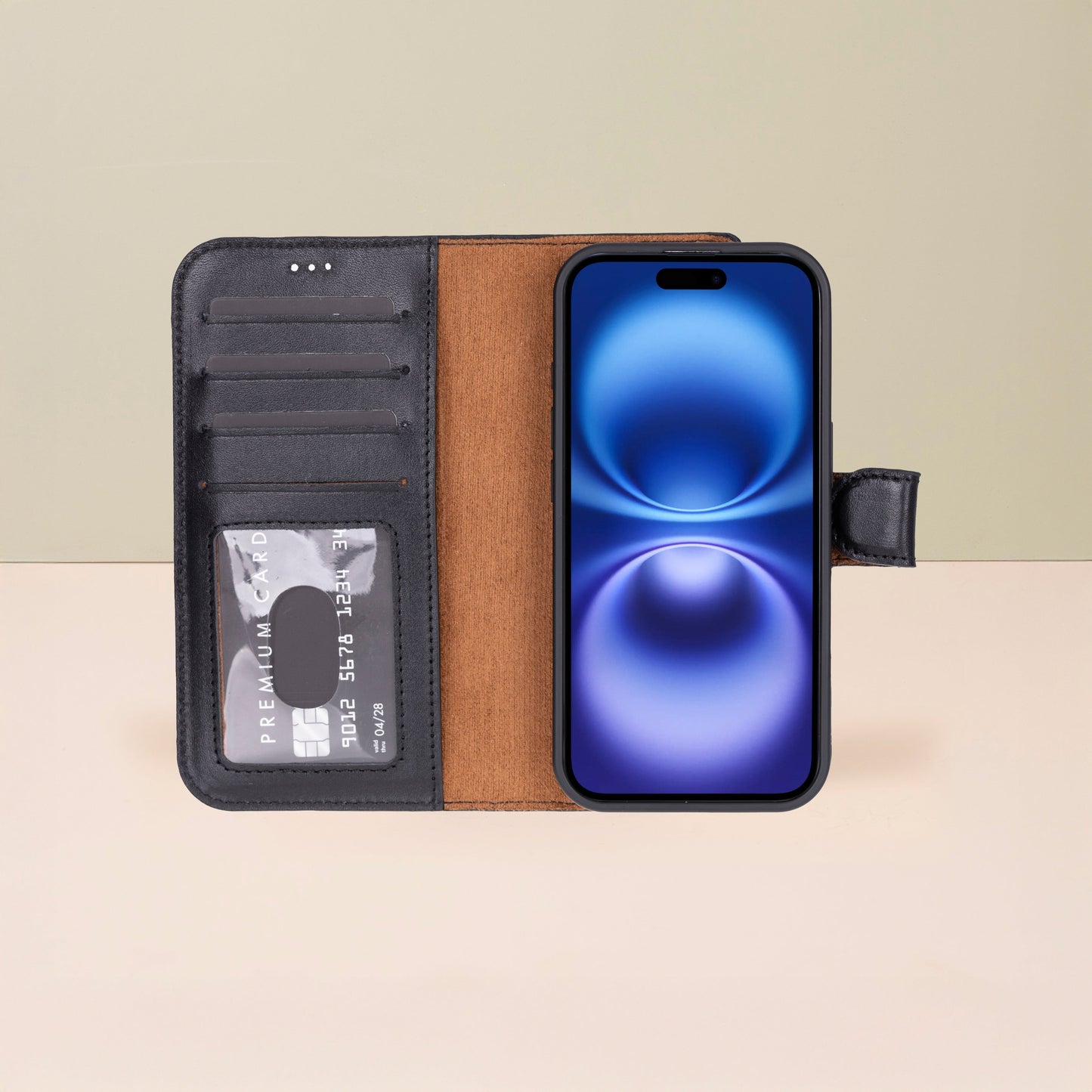 Leathere iPhone 17 Wallet Case – Black - New York