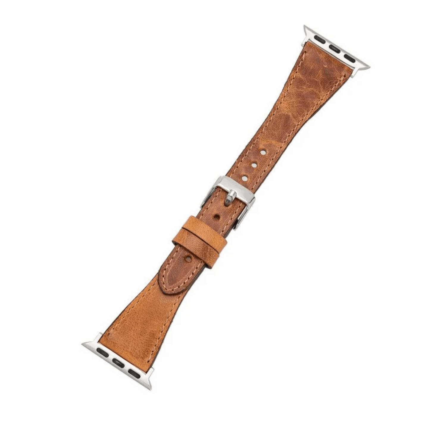 Classic Caramel Brown Leather Apple Watch Band - Dallas