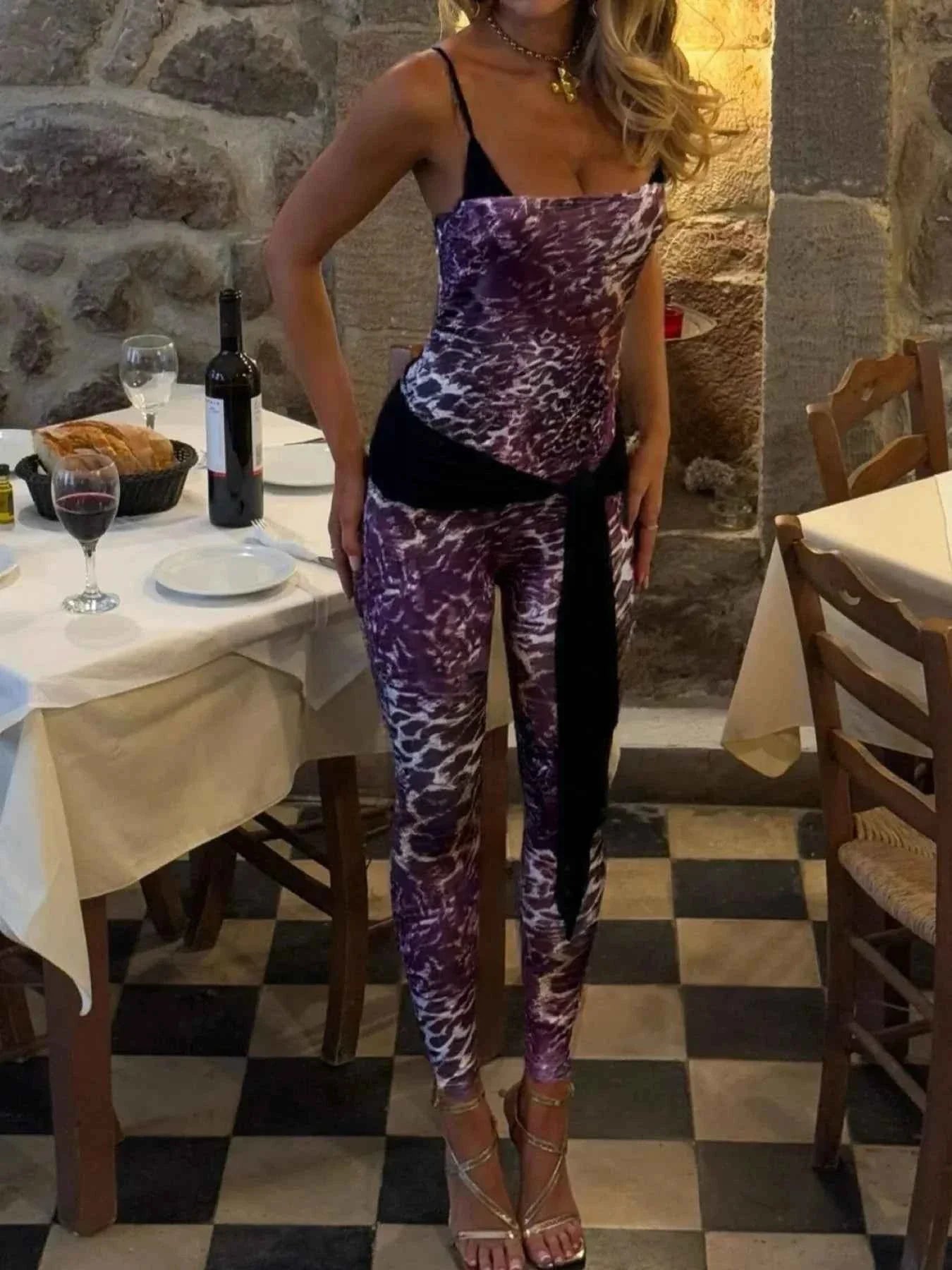 Leopard Spaghetti : Strap Jumpsuit