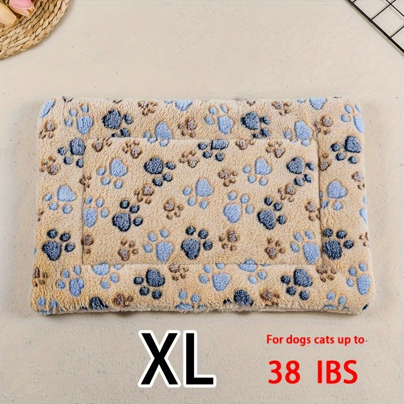 All-Season Dirt-Resistant Rectangular Pet Blanket - Comfortable Dog Paw Heart Print Pet Bed, 1pc
