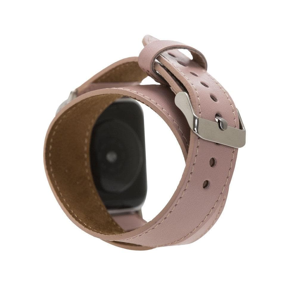 Luxury Double Wrap Pink Leather Apple Watch Band - San Diego