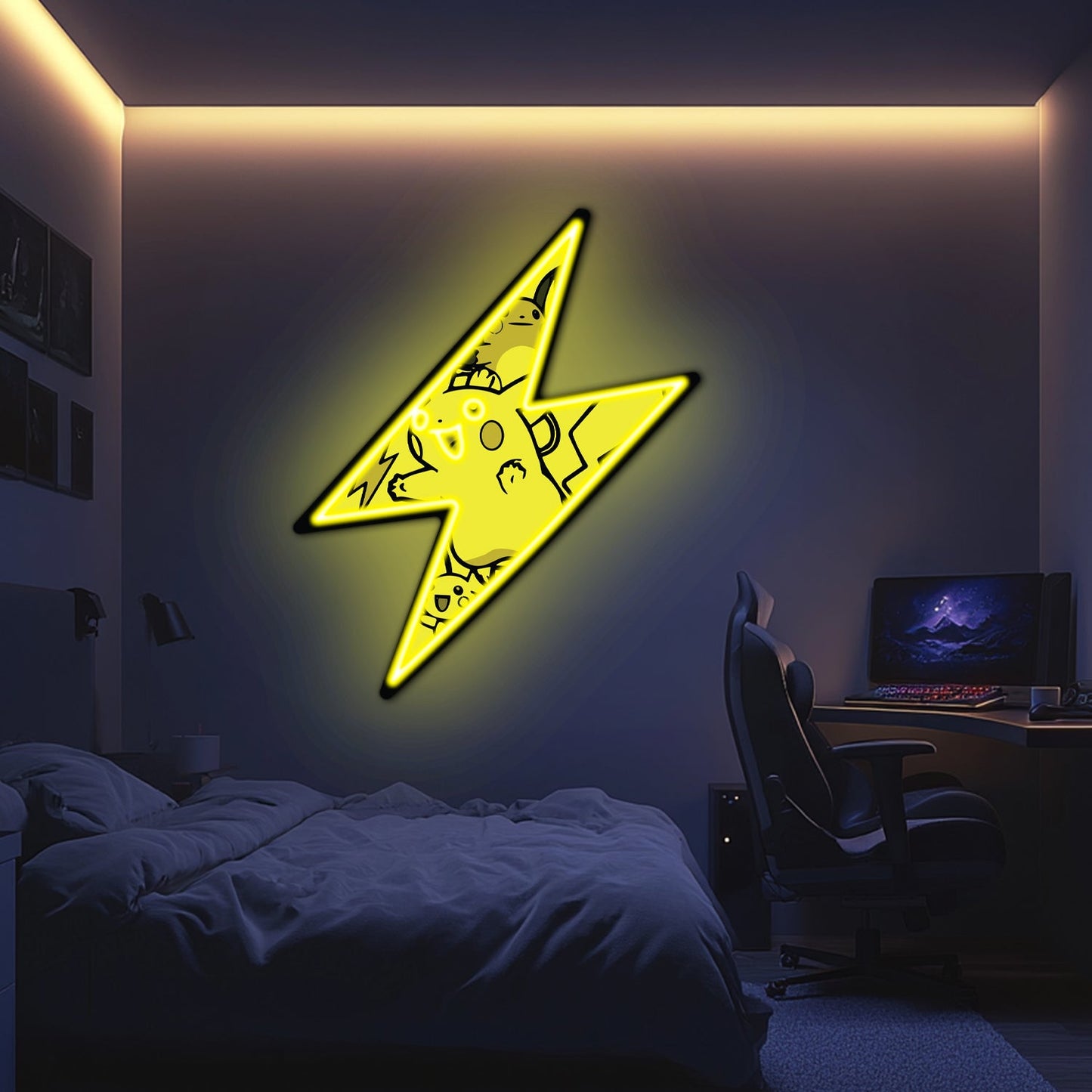 UV Printed Pikachu Neon Wall Art- LV0039