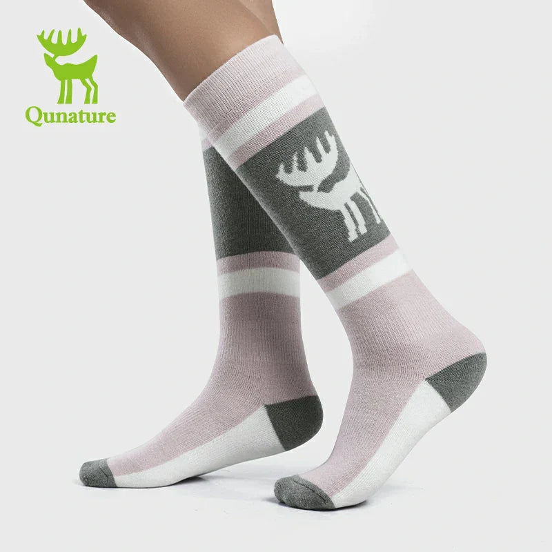Qunature Wool Ski Socks Winter Warmth Shock Absorption for Skiing Comfort