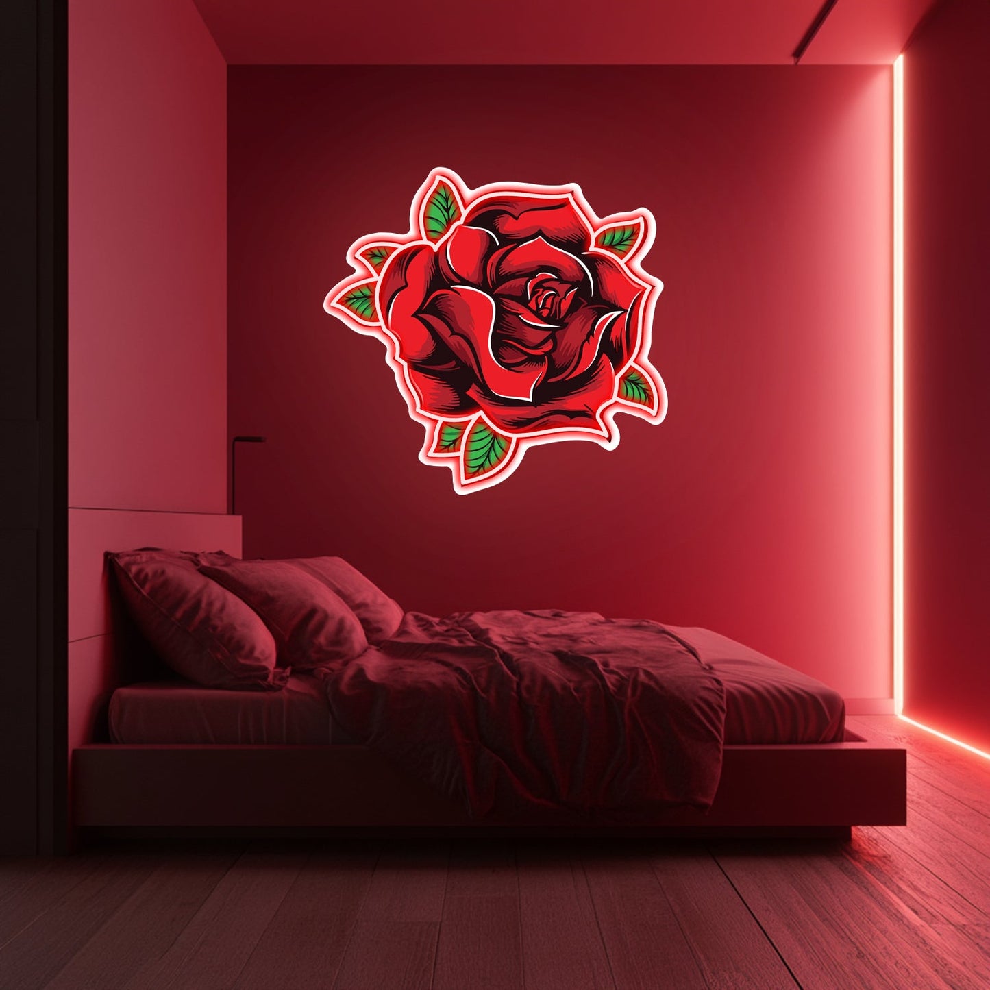 UV Printed Rose Neon Wall Art- LV0015