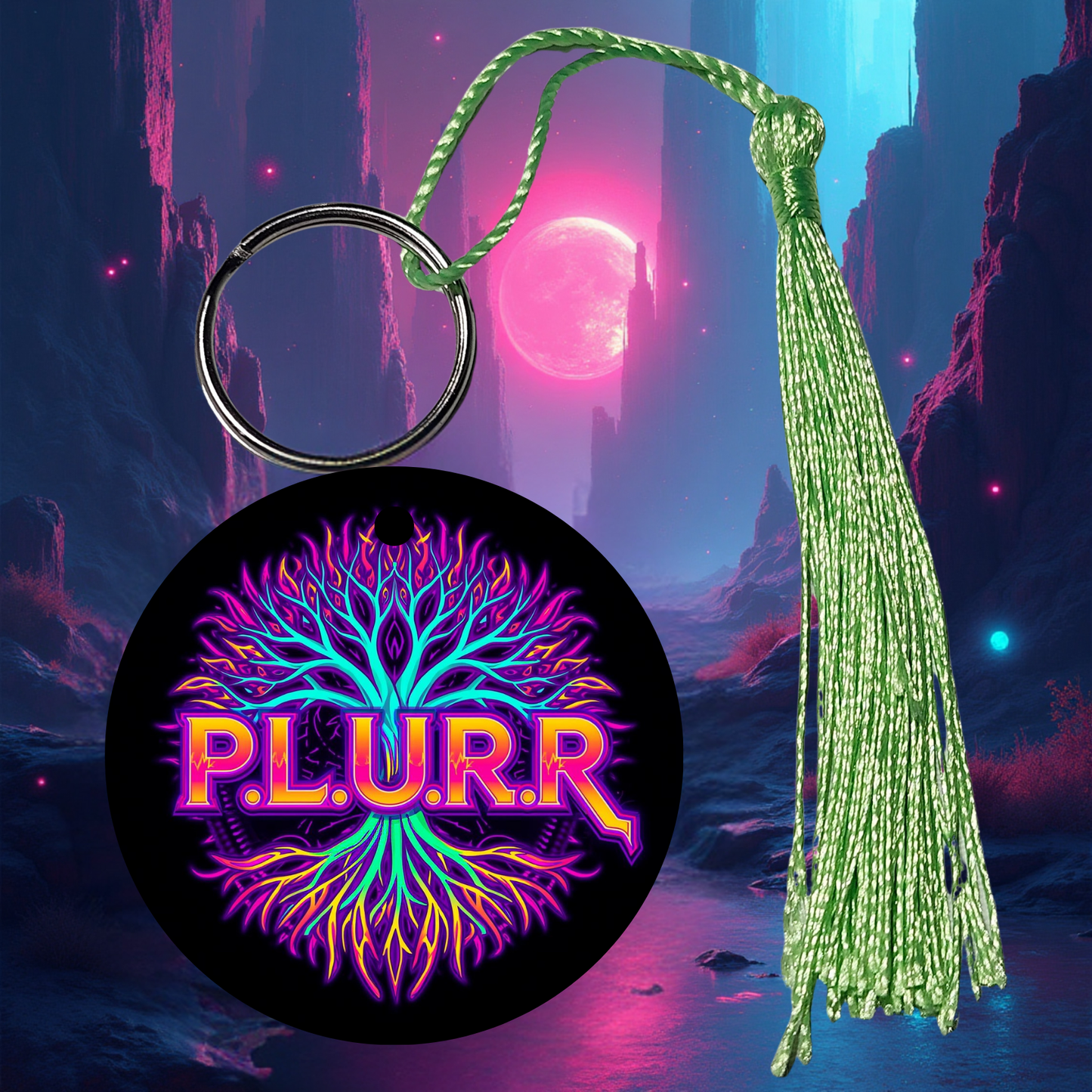 PLURR Aluminum Keychain for Raves and Festivals