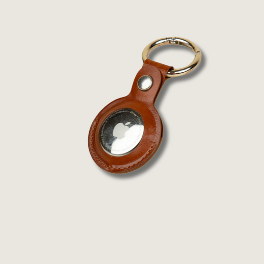 Premium Leather AirTag Holder - Rich Brown - Orlando