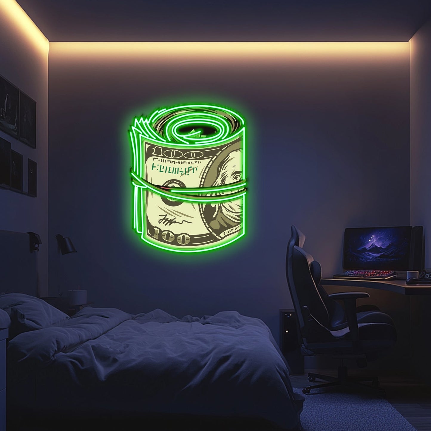UV Printed Dollar Rulo Neon Wall Art- LV0067