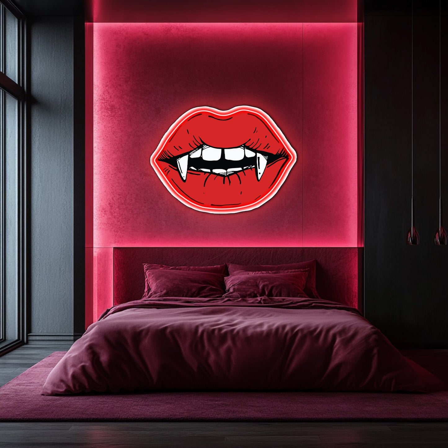 UV Printed Vampire Kiss Neon Wall Art- LV0054