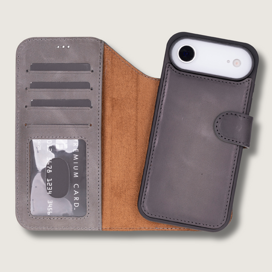 Premium Leather iPhone Air Wallet Case – Gray - Austin