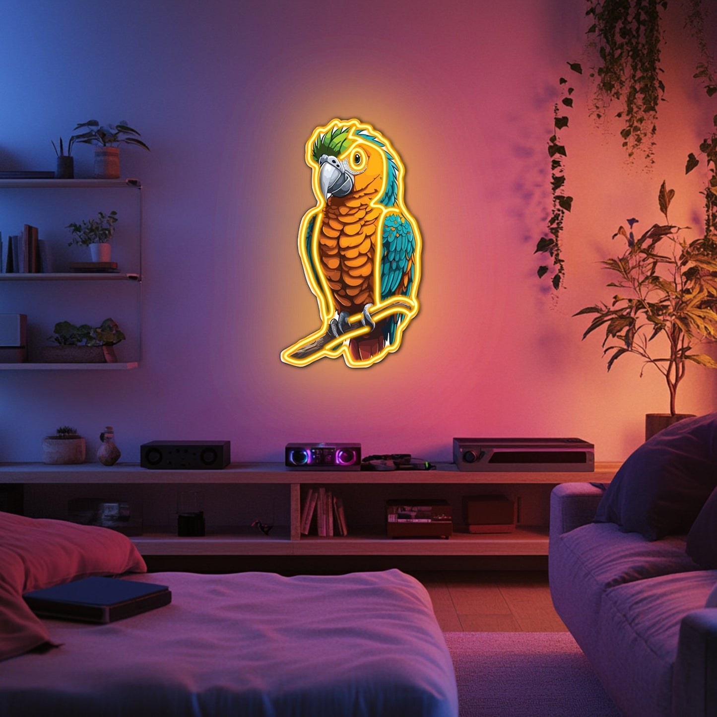 UV Printed Parrot Neon Wall Art- LV0038