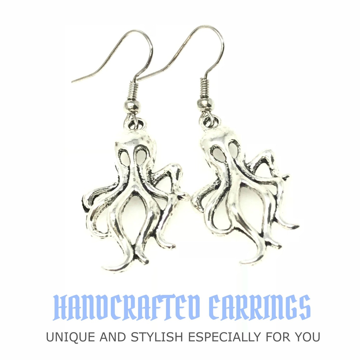 Silver kraken earrings