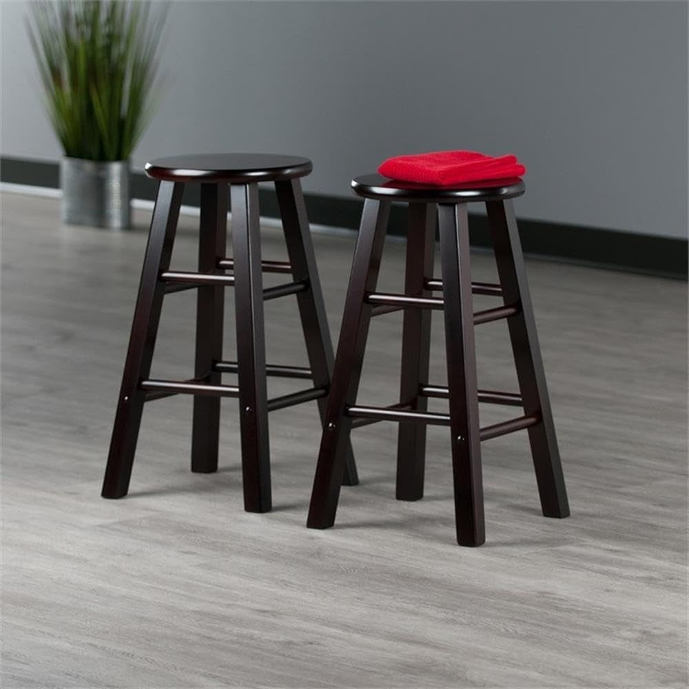 Element 2-Piece 24In Counter Stool Set, Espresso Finish, Solid Wood, Modern Design