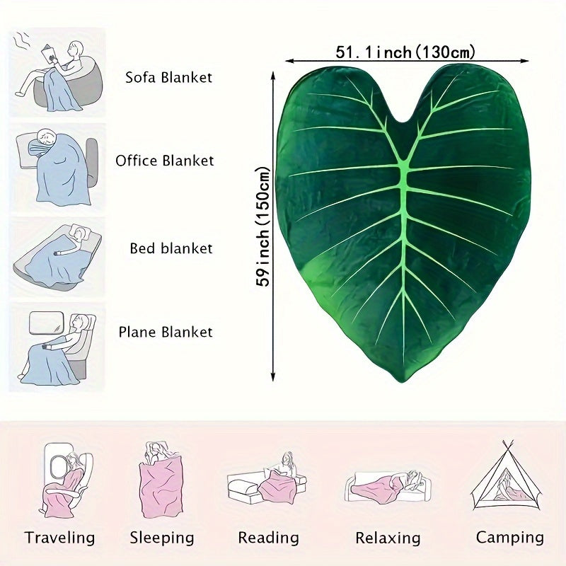 Soft Geometric Leaf All-Season Throw - Chic, Cozy & Versatile Blanket for Home and Travel, Lunch break, Easy Maintenance