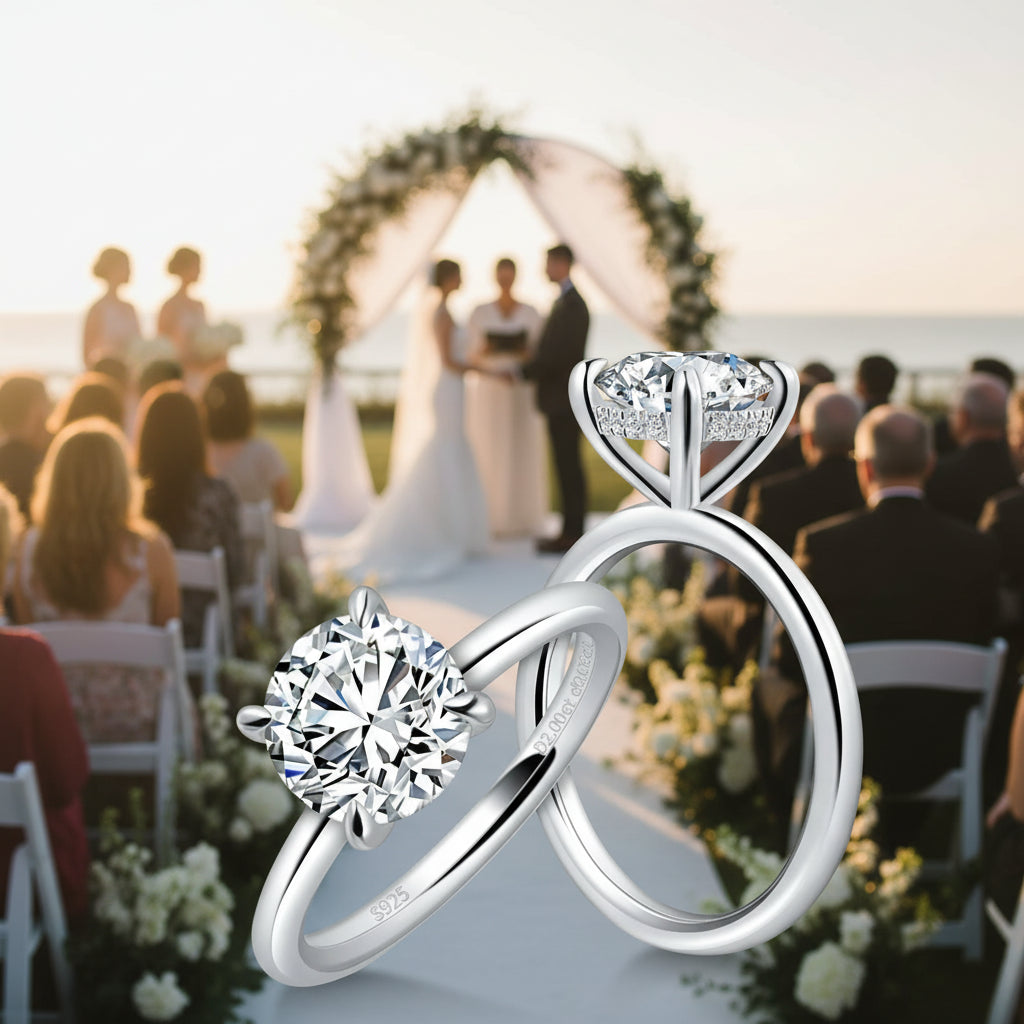 2ct Moissanite 925 Sterling Silver Engagement Ring | VVSI Lab Diamond Wedding Band for Women with CMA Certification - Premium rings from dsers - Just $112.99! Shop now at Lizard Vigilante