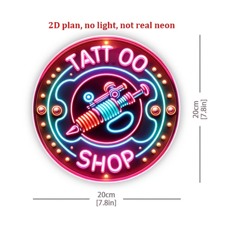 Round Iron Sign for Tattoo Parlors – 7.87x7.87 Inch Non-Electronic Foil Engraving Wall Art for Clubs, Studios, Garages, and Man Caves - Premium tin sign from Lizard Vigilante - Just $21.08! Shop now at Lizard Vigilante