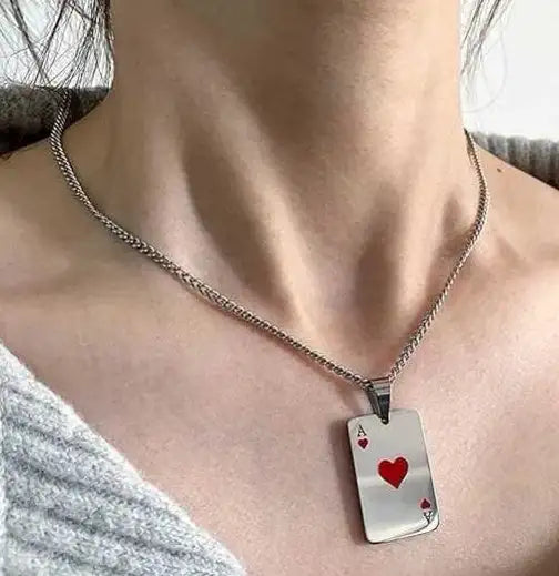 Couple Instagram Style Poker Pendant Necklace
