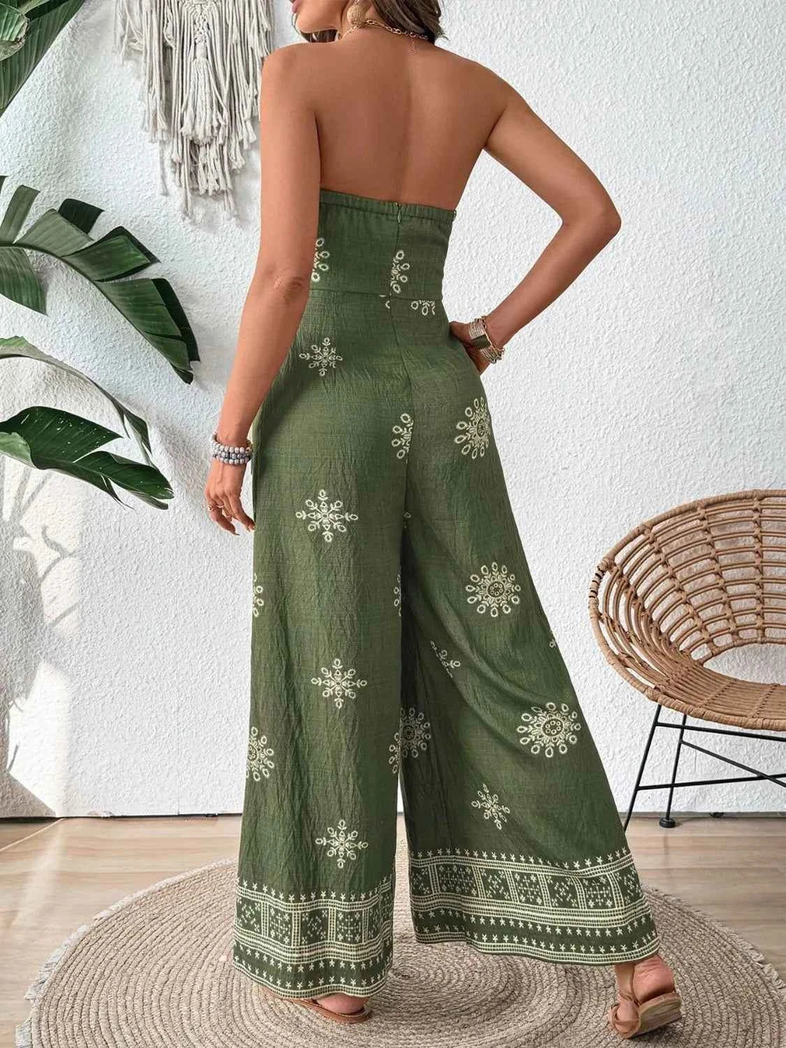 Printed Wide : Leg Tube Jumpsuit
