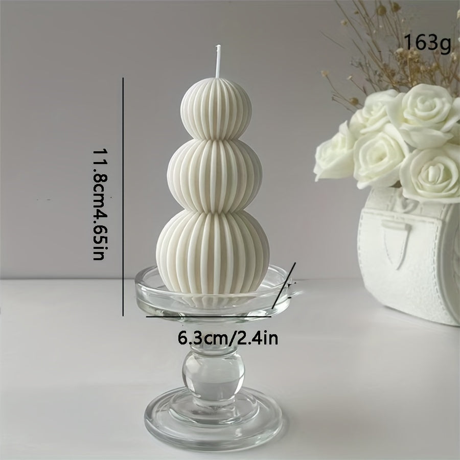 Romantic Wave Sphere Scented Candle - Sandalwood Aroma, Geometric Design for Home Decor, Perfect for Valentine's Day & Special Occasions