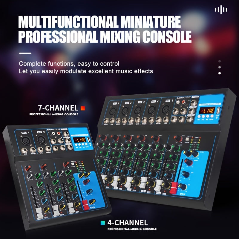 NXG GH7 Mixer Portable USB DJ Mixing Console 7 Channel Band Mixer DJ Mixer MP3 Jack Computer Recording Power Supply Black - Premium  from Lizard Vigilante - Just $55.99! Shop now at Lizard Vigilante