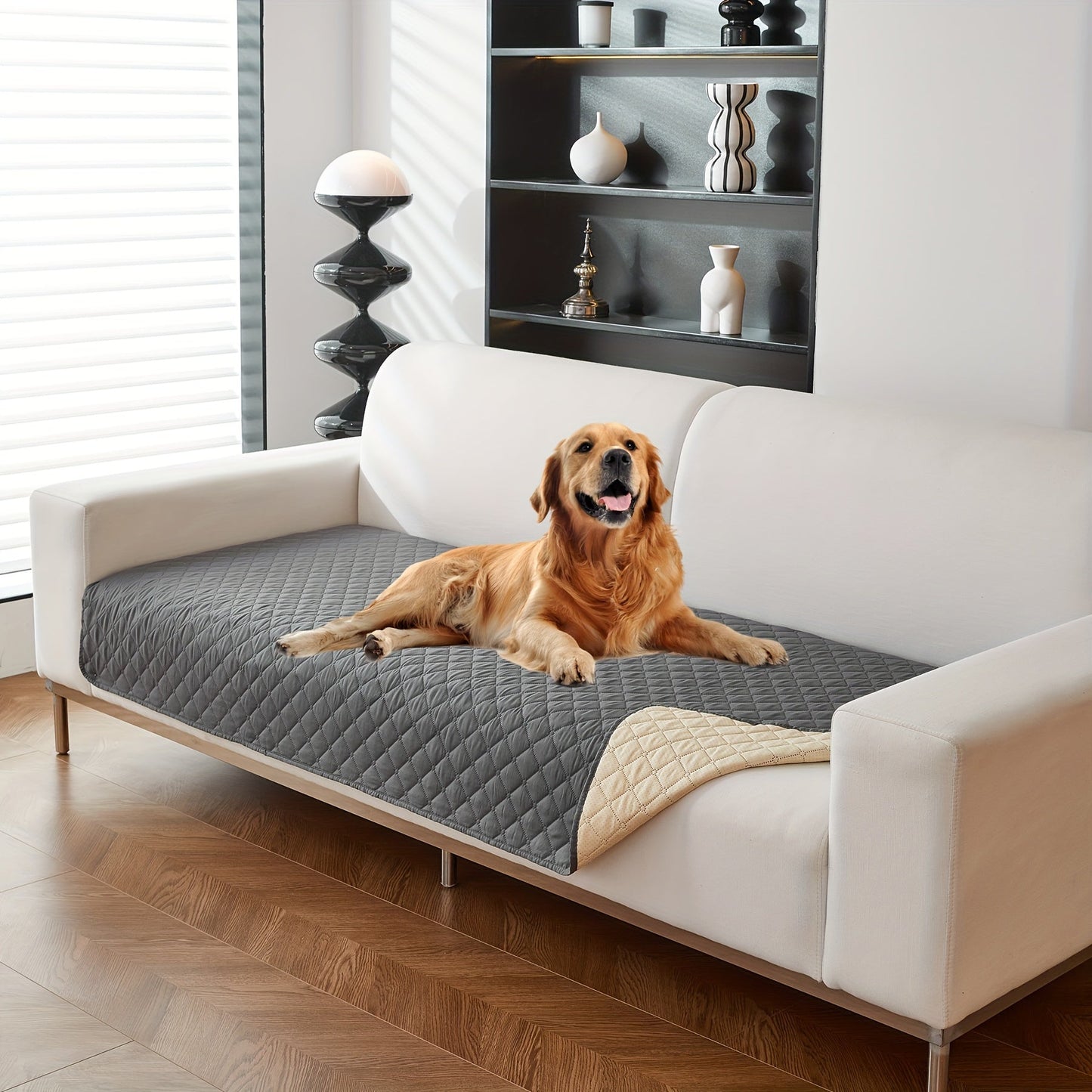 1pc Waterproof Solid Color Plaid Non-Slip Pet Sofa Cover, Machine Washable Blanket for All Season Protection, Suitable for Cats, Dogs, and Small Animals