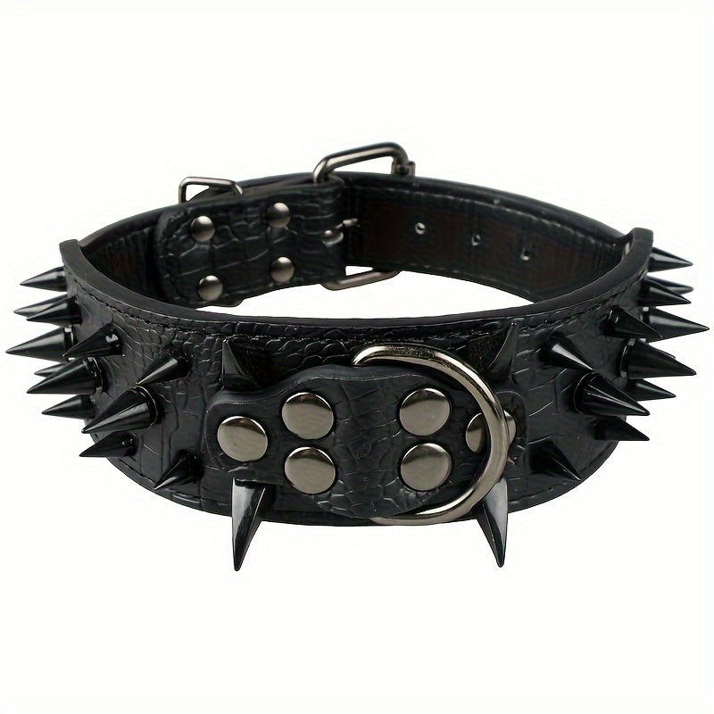 Leather Dog Collar with Spiked Studs – Heavy-Duty, Durable, Non-Breakable Buckle, Hand Wash Only – Sturdy Collar for Medium to Large Dogs" - Premium dog collar from Lizard Vigilante - Just $23.88! Shop now at Lizard Vigilante