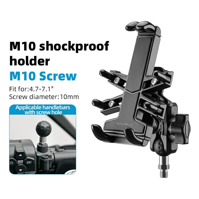 ROCKBROS Motorcycle ATV Adjustable Phone Holder with Vibration Dampener for 4.7-7.1" Phones