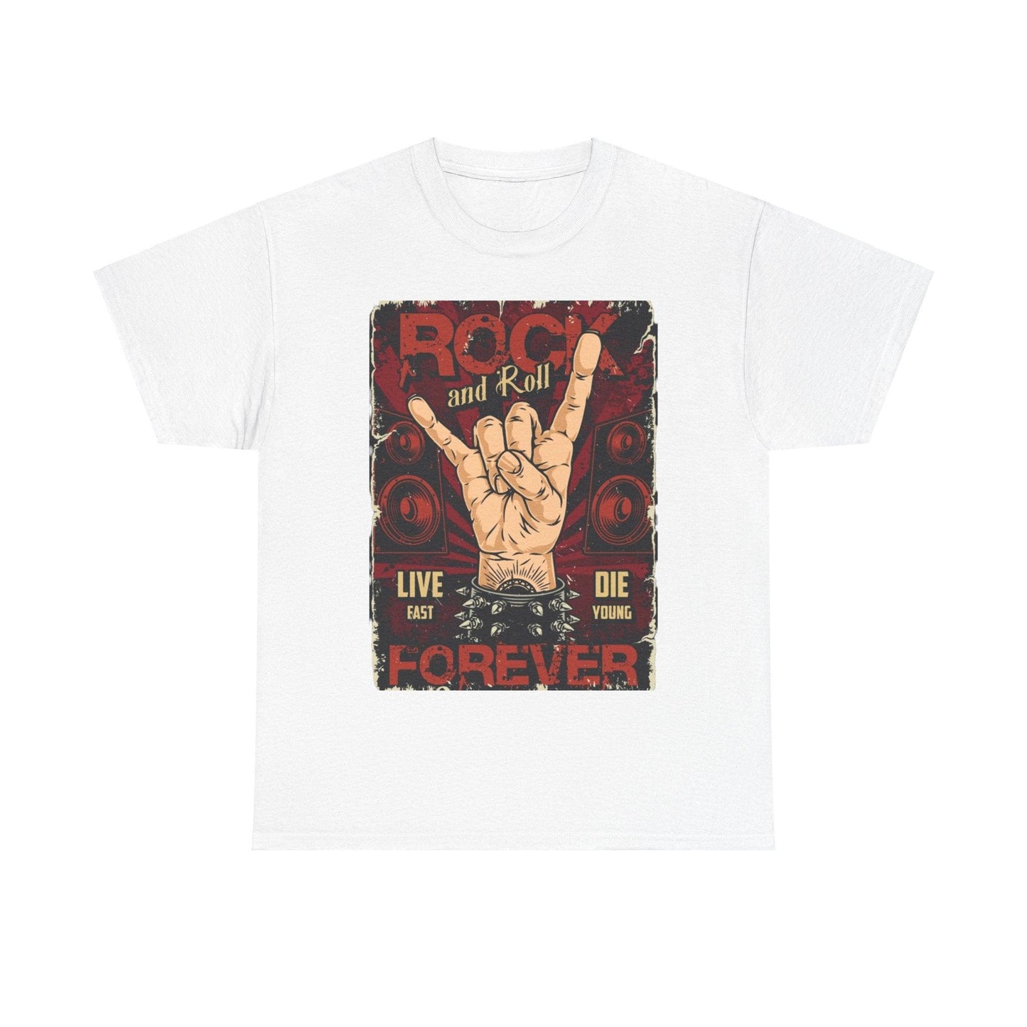 Rock and Roll Forever Hand Sign Unisex Heavy Cotton Tee - Lizard Vigilante