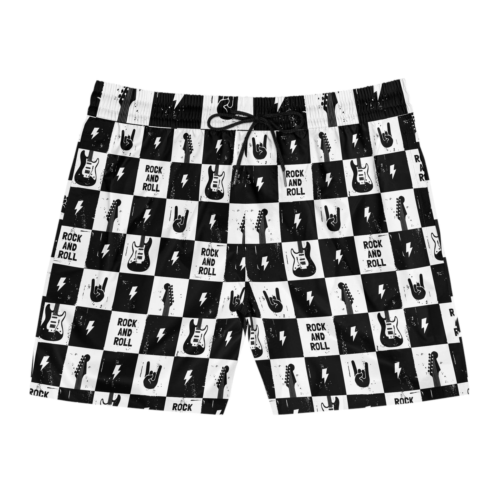 Men's Rock and Roll Squares Mid-Length Swim Shorts - Premium All Over Prints from Printify - Just $47.99! Shop now at Lizard Vigilante