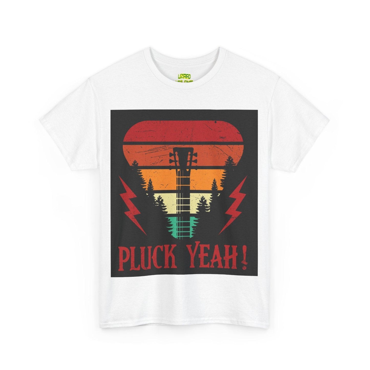 Pluck Yeah! Guitar Neck Unisex Heavy Cotton Tee - Lizard Vigilante