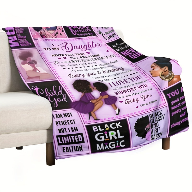 1pc To My Daughter Letter Blanket I Will Always Be There To Support You Love Mom, Women's Blanket Birthday Gift Winter Warm Blanket For Daughter