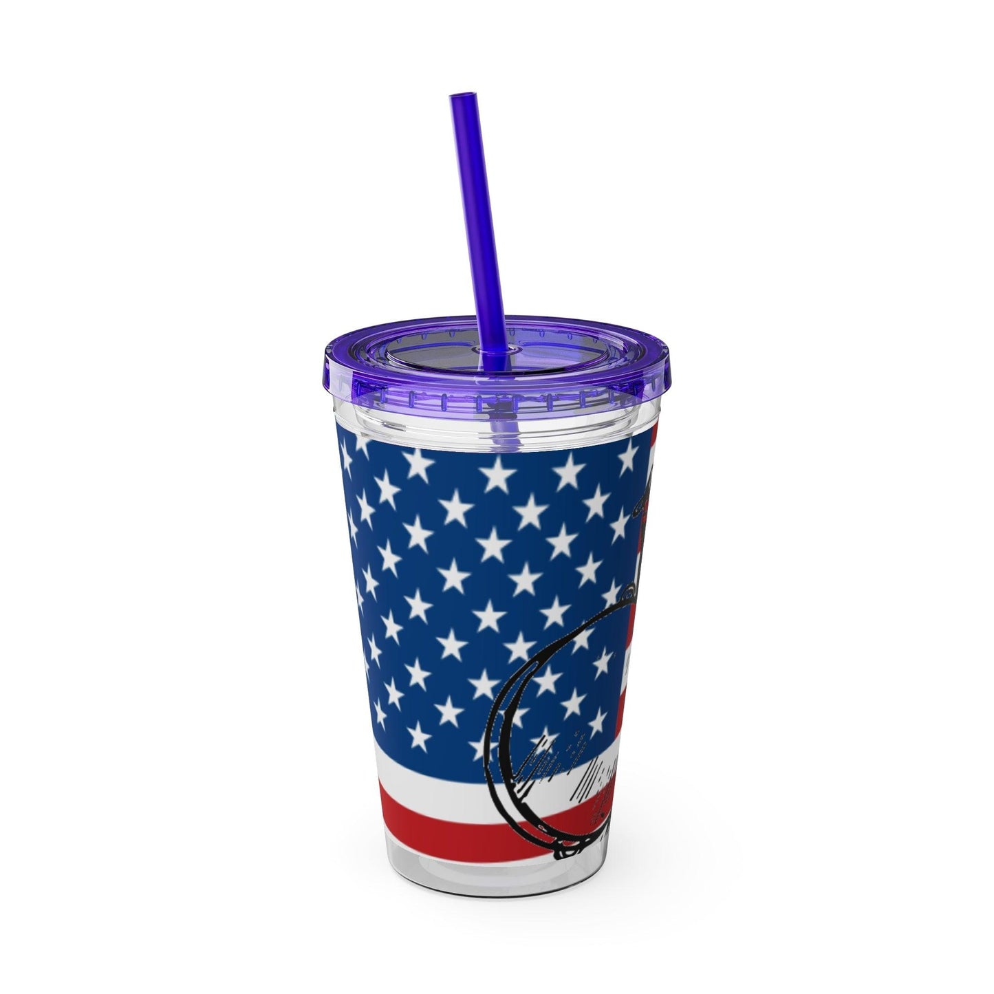 Uncle Sam Drums Before an American Flag Sunsplash Tumbler with Straw, 16oz - Lizard Vigilante