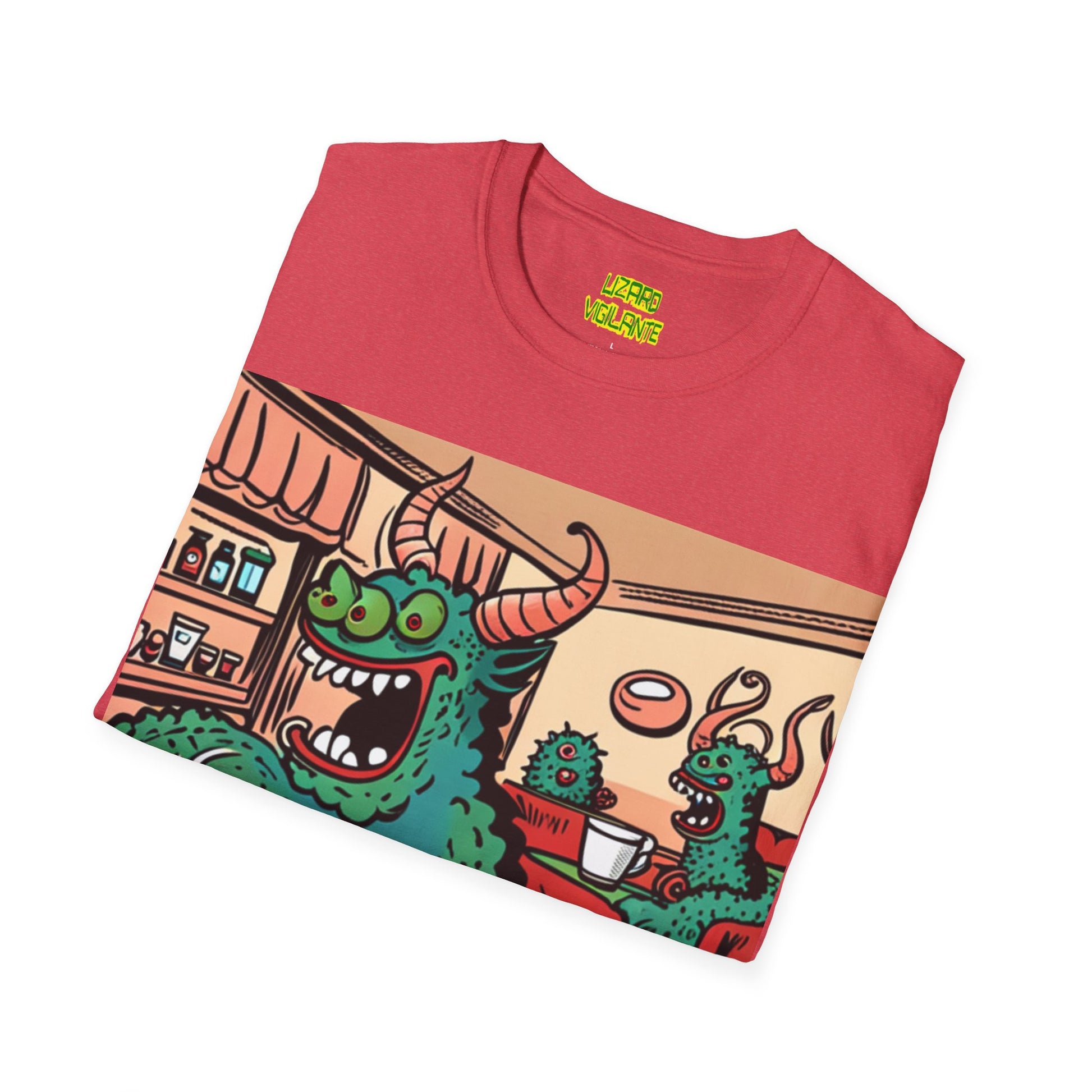 Lizard Vigilante Premium Coffee Monsters Unisex Softstyle T-Shirt - Lizard Vigilante