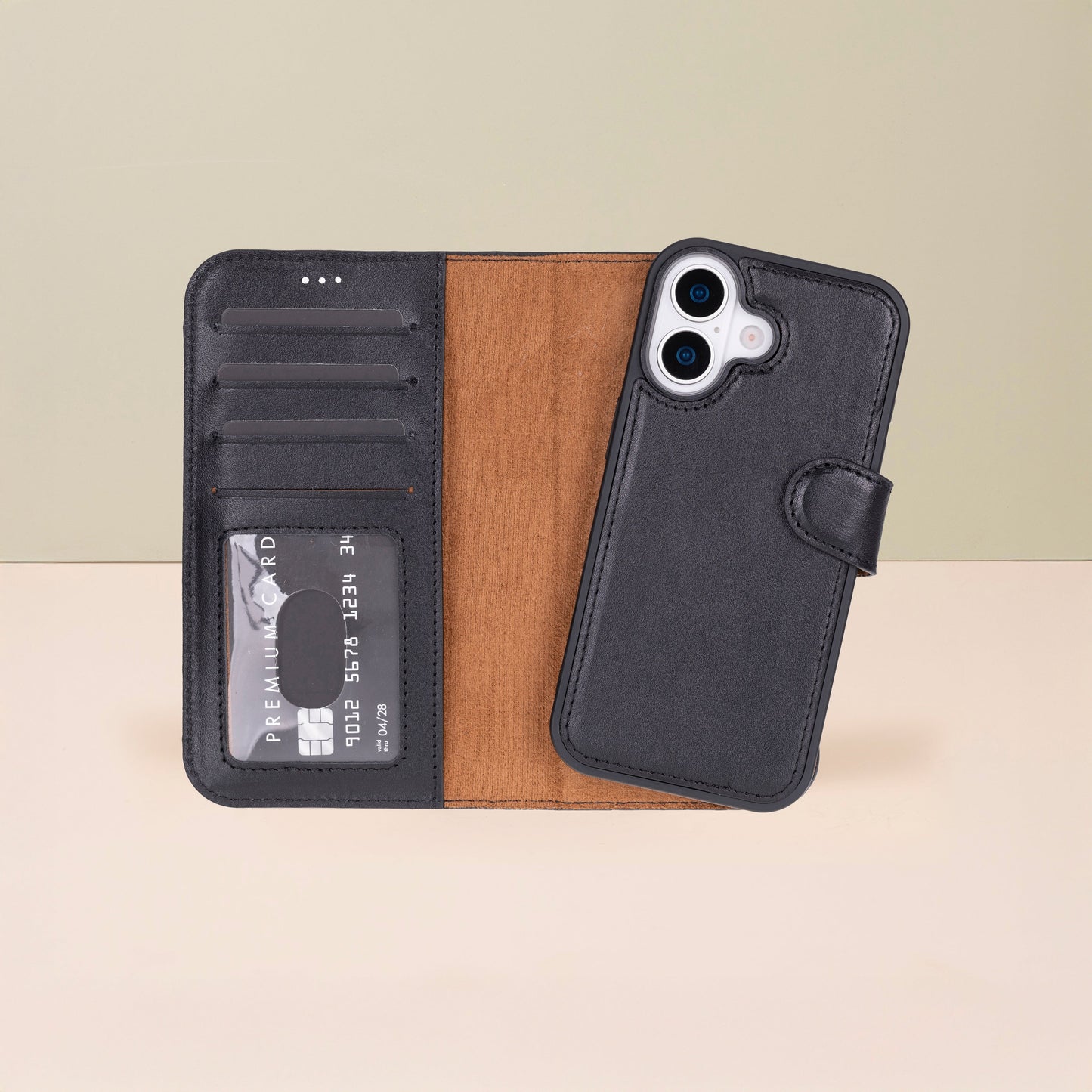 Leathere iPhone 17 Wallet Case – Black - New York