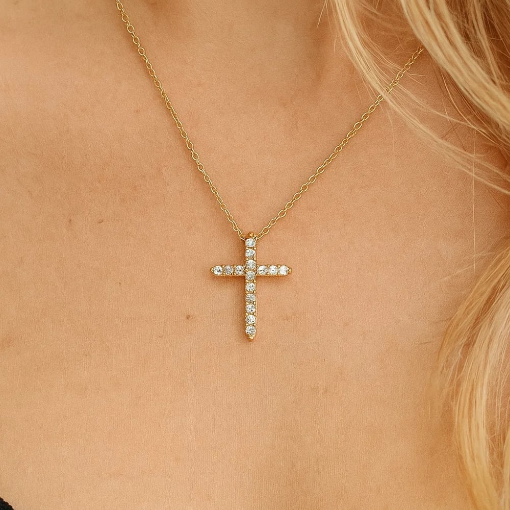 Timeless Grace CZ Cross Pendant Necklace
