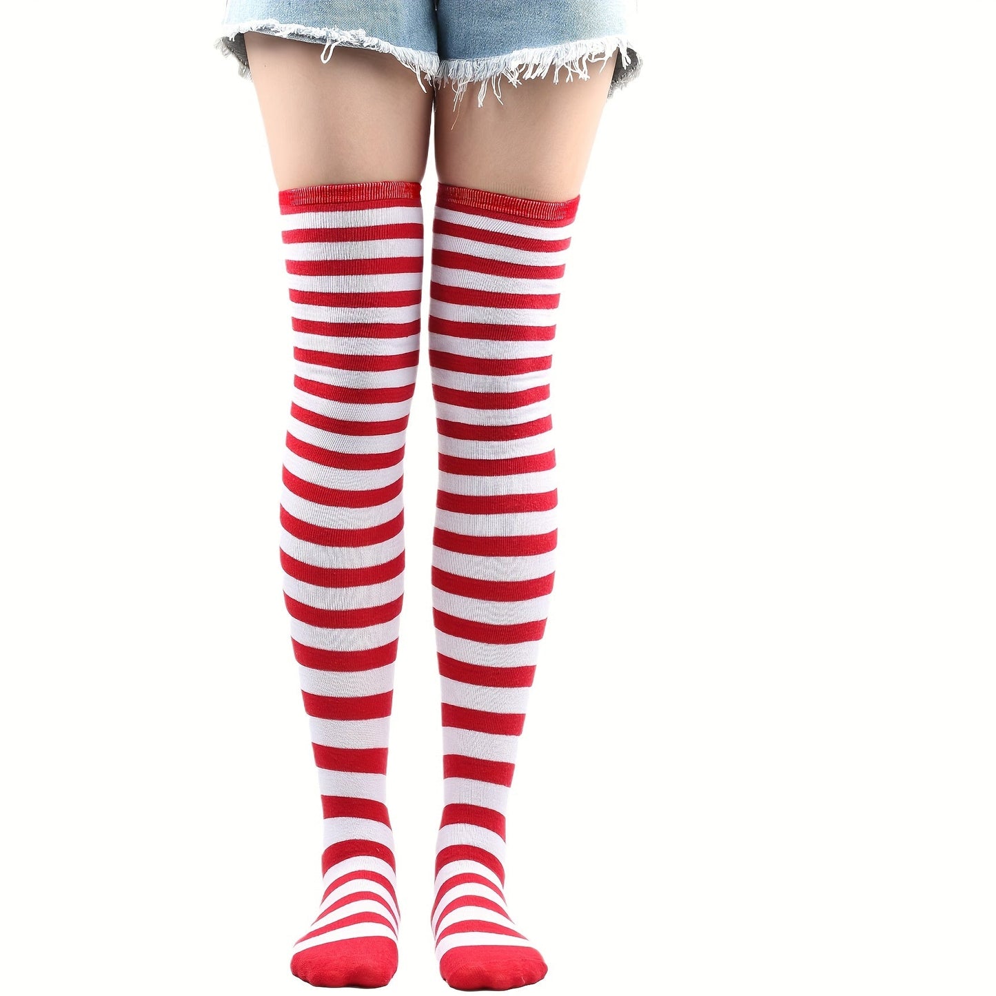 Vibrant Striped Knee High Socks - Women's Calf Socks for Music Festival, Cosplay Party, and Fashion Statement - Soft, Stretchy, and Comfortable Stockings & Hosiery for All-Day Wear
