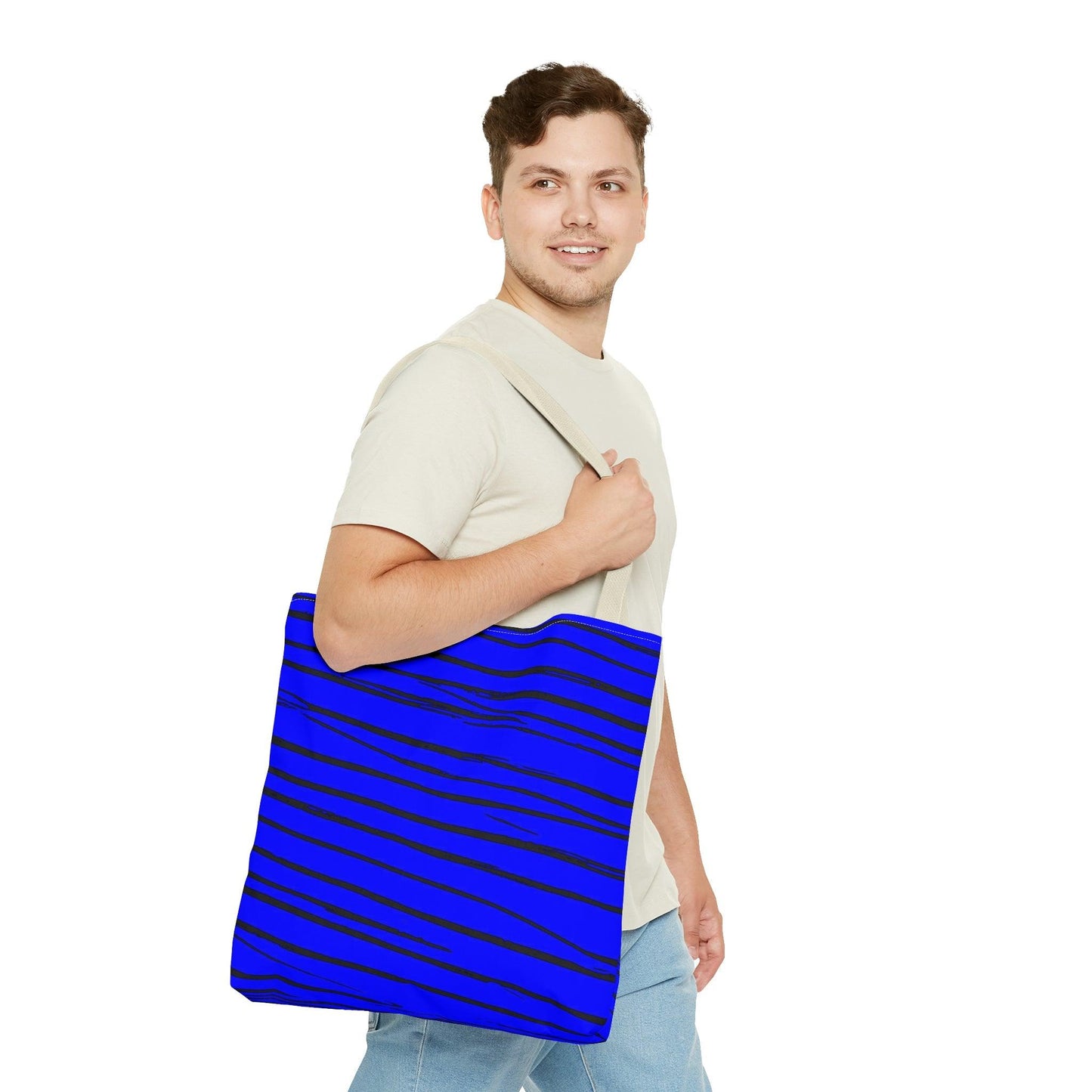 Black & Blue Strips Tote Bag - Lizard Vigilante