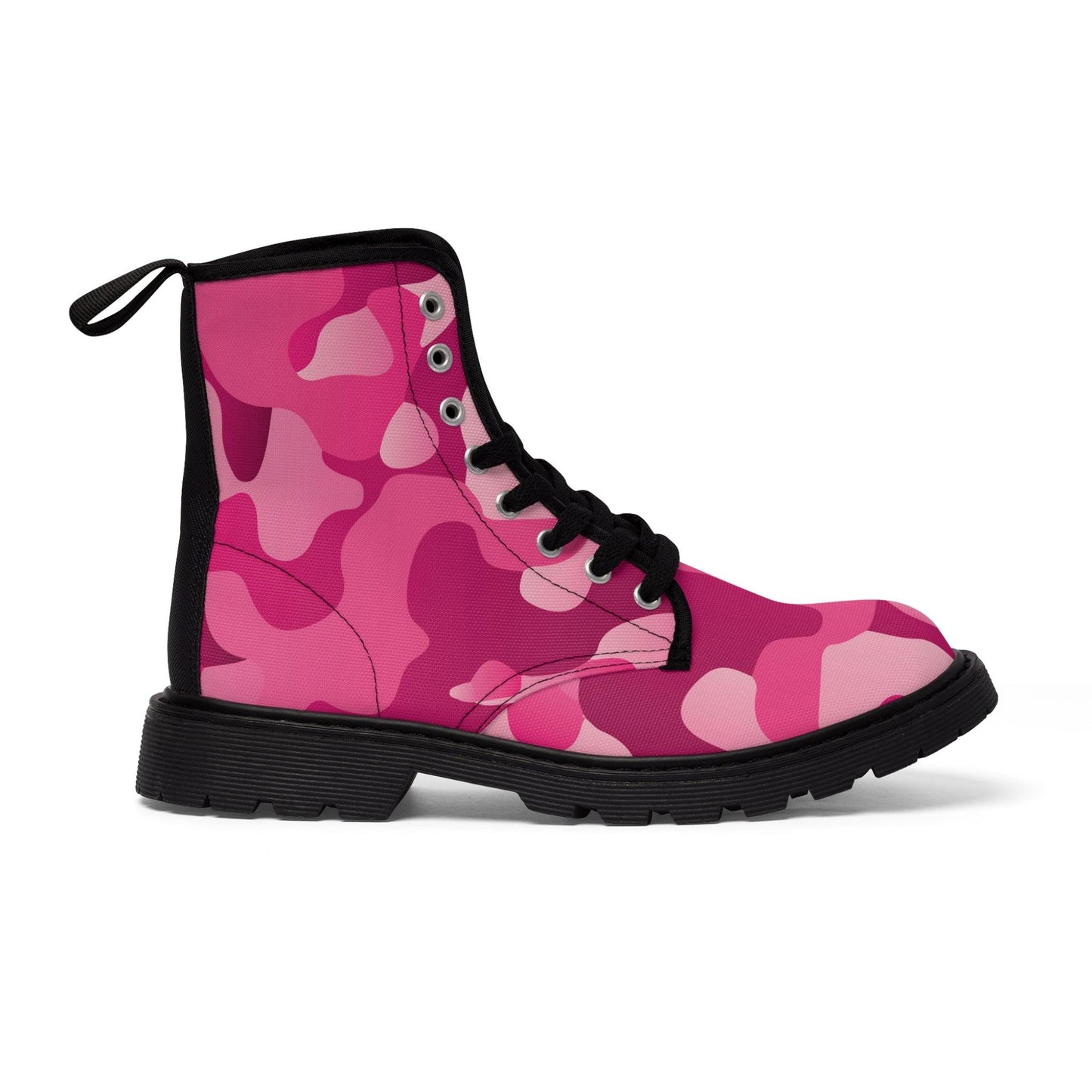 Pink Camouflage Women's Canvas Boots - Lizard Vigilante