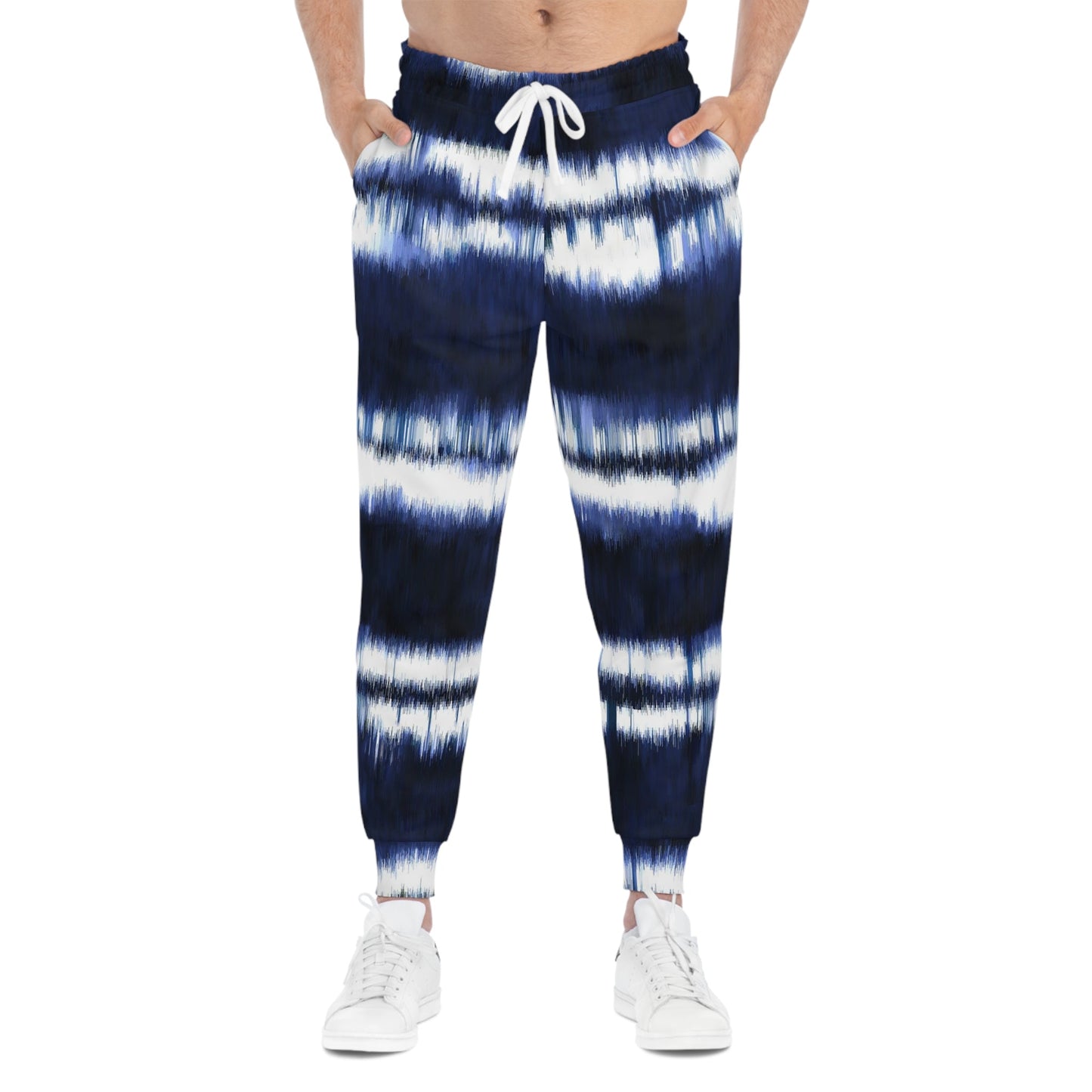 White Lines on Blue Athletic Joggers (AOP) - Lizard Vigilante