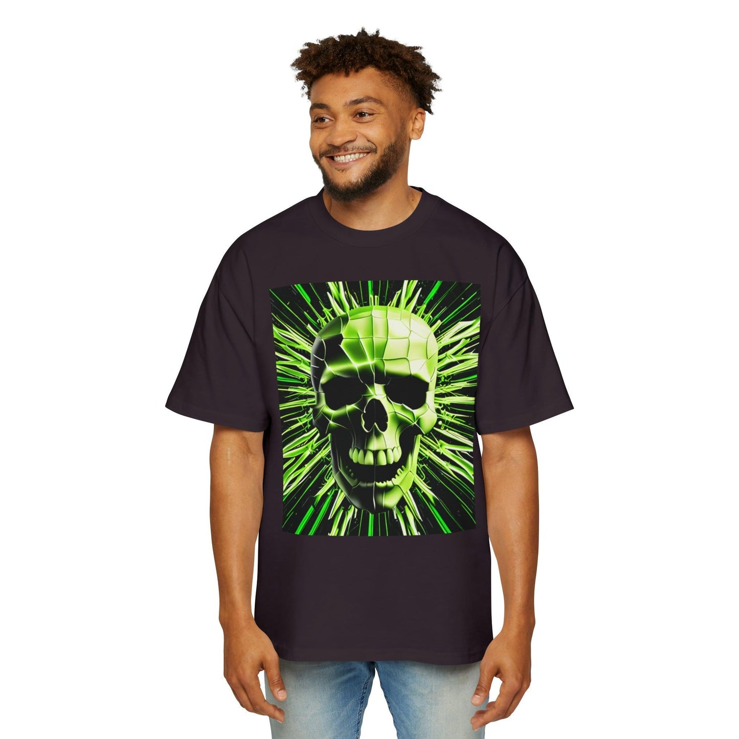 Skull Cracks Men's Heavy Oversized Tee - Lizard Vigilante