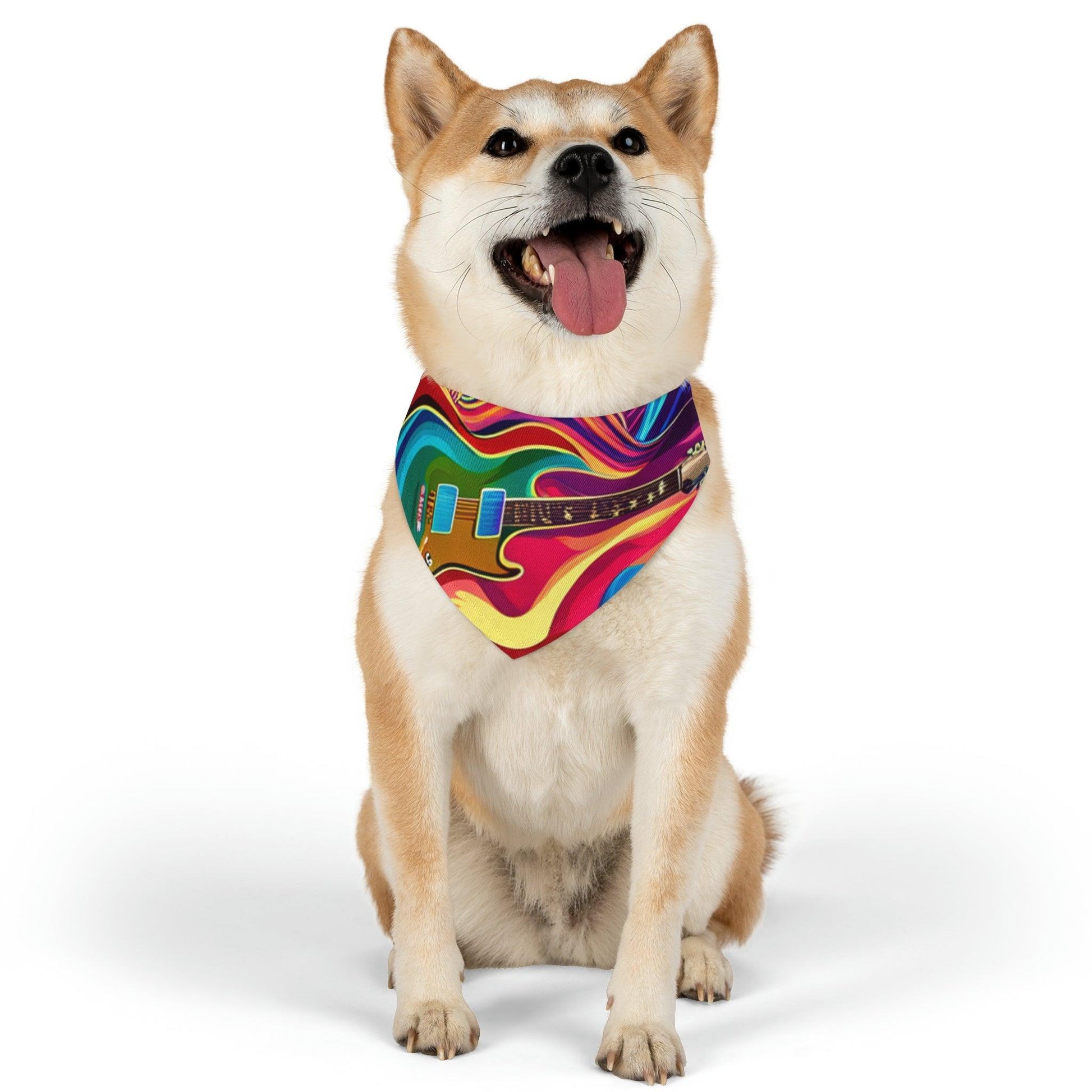 Psychedelic Electric Guitar Pet Bandana Collar - Lizard Vigilante