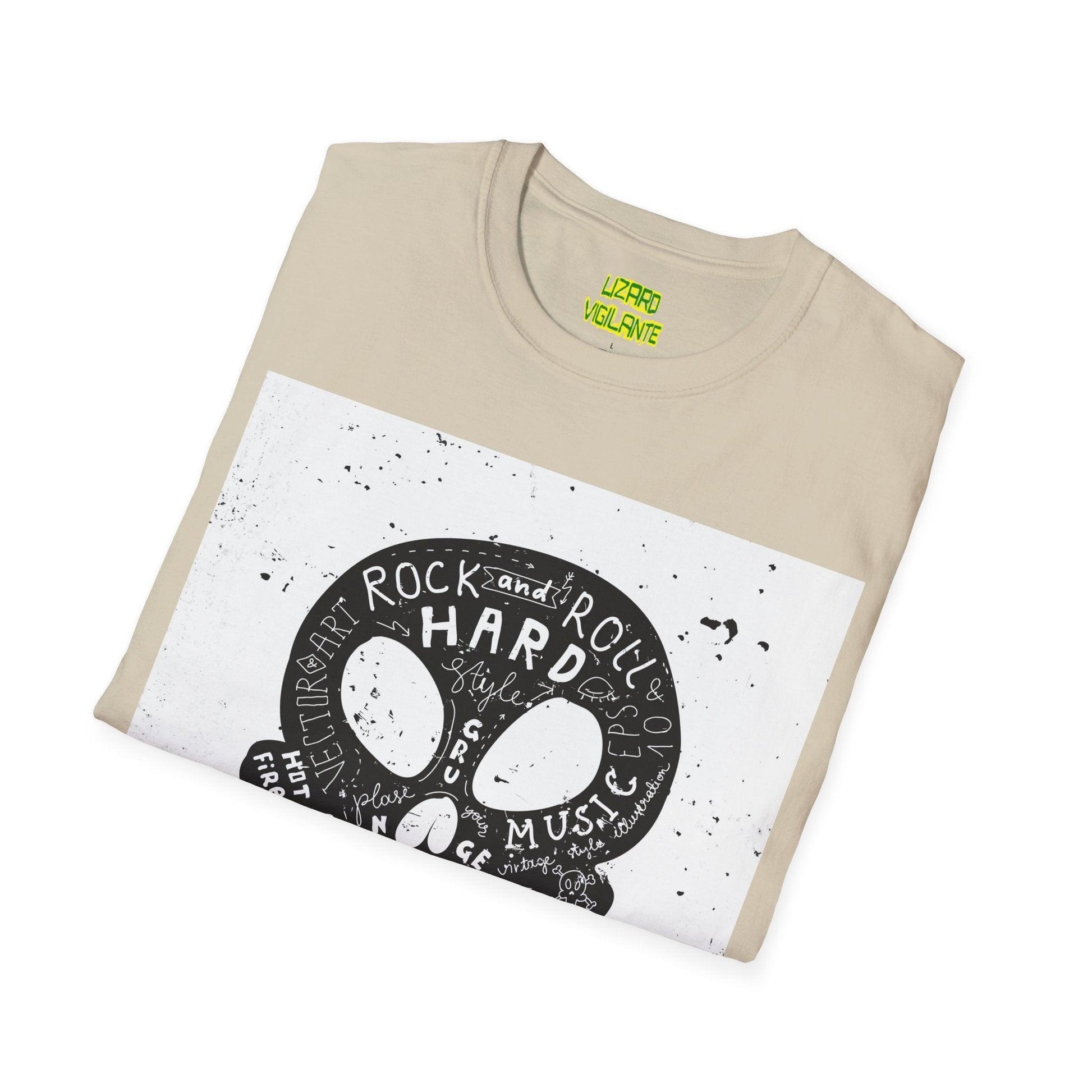 Rock and Roll Hard Skull Unisex Softstyle T-Shirt - Lizard Vigilante