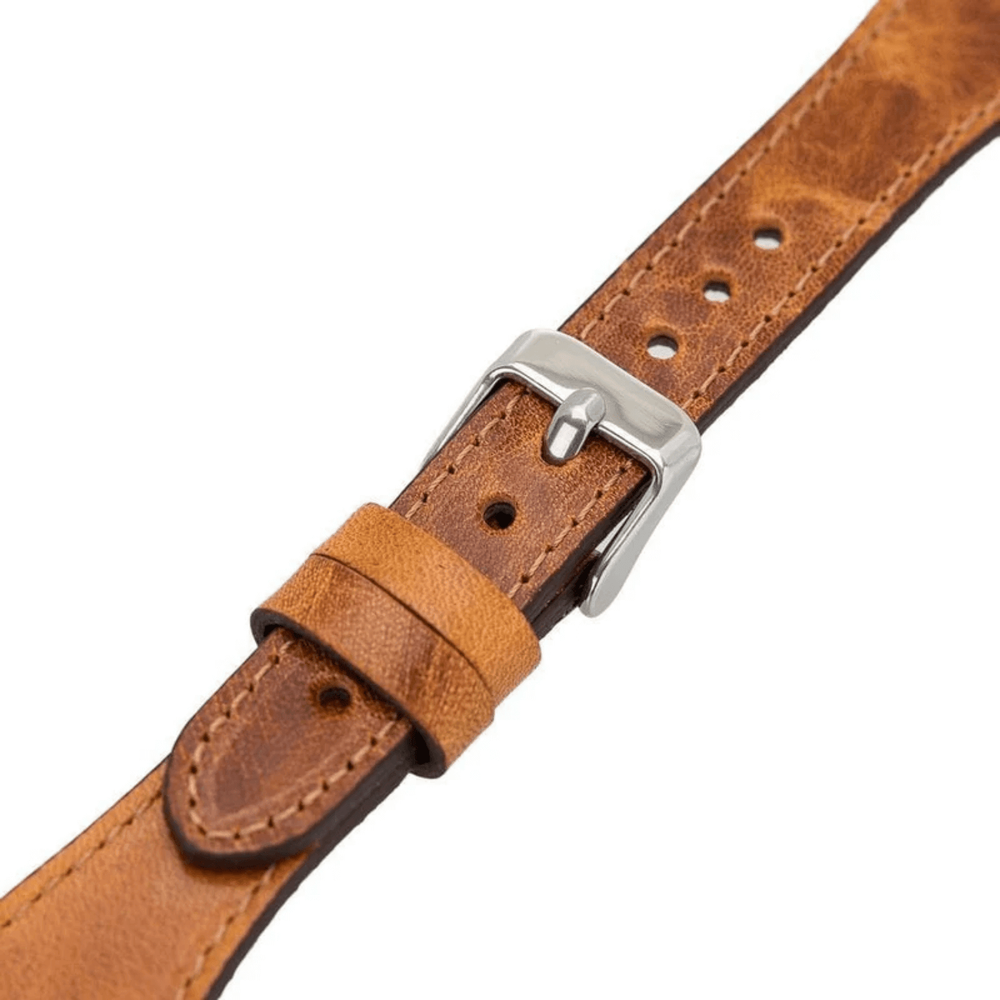 Classic Caramel Brown Leather Apple Watch Band - Dallas