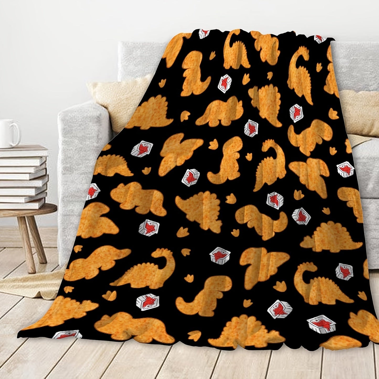 1PC Dinosaur Chicken Nugget Blanket, Gift Soft Comfortable Plush Bedding Blanket, Couch Office Camping Throw Blanket