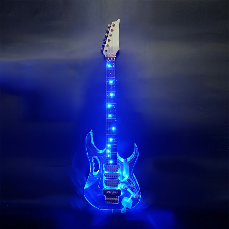 LED Light Electric Guitar – 24 Fret Crystal Acrylic Body, Blue LED Illumination, Maple Neck, Rosewood Fretboard, HSH Pickups – Premium Instrument for All Levels - Premium Electric Guitar from Lizard Vigilante - Just $438.91! Shop now at Lizard Vigilante