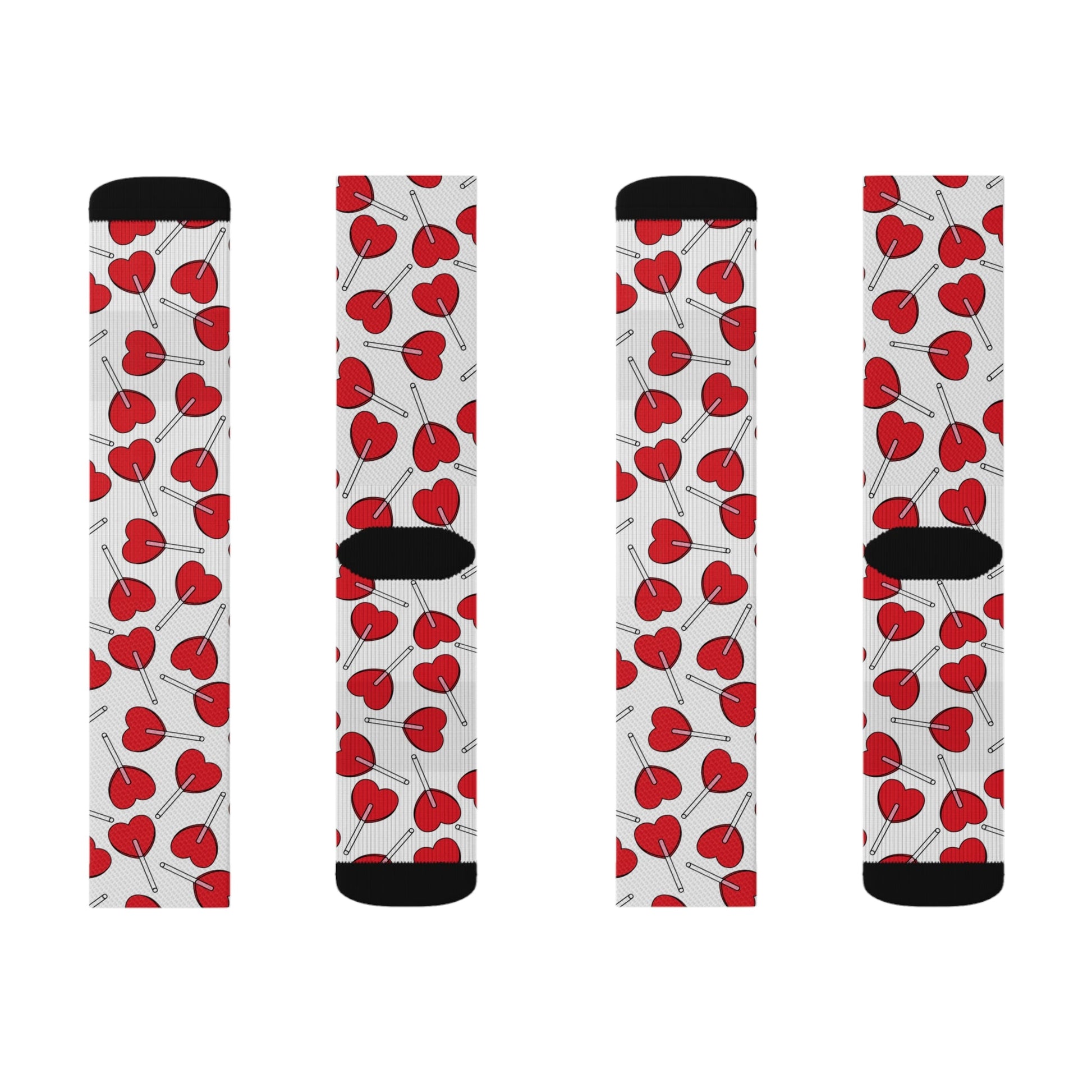 Valentine’s Day Heart Lollipops Sublimation Socks - Lizard Vigilante