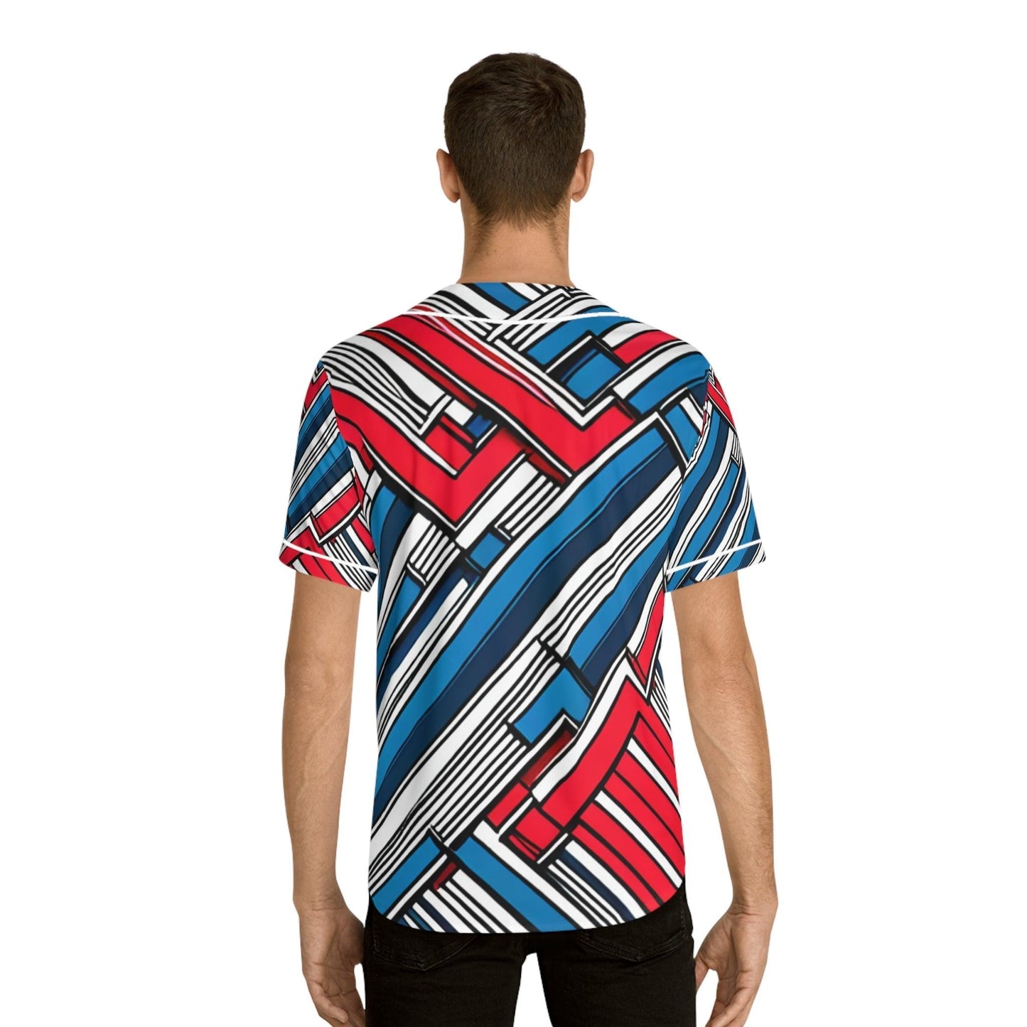 Geometric Patriot Men's Baseball Jersey - Lizard Vigilante