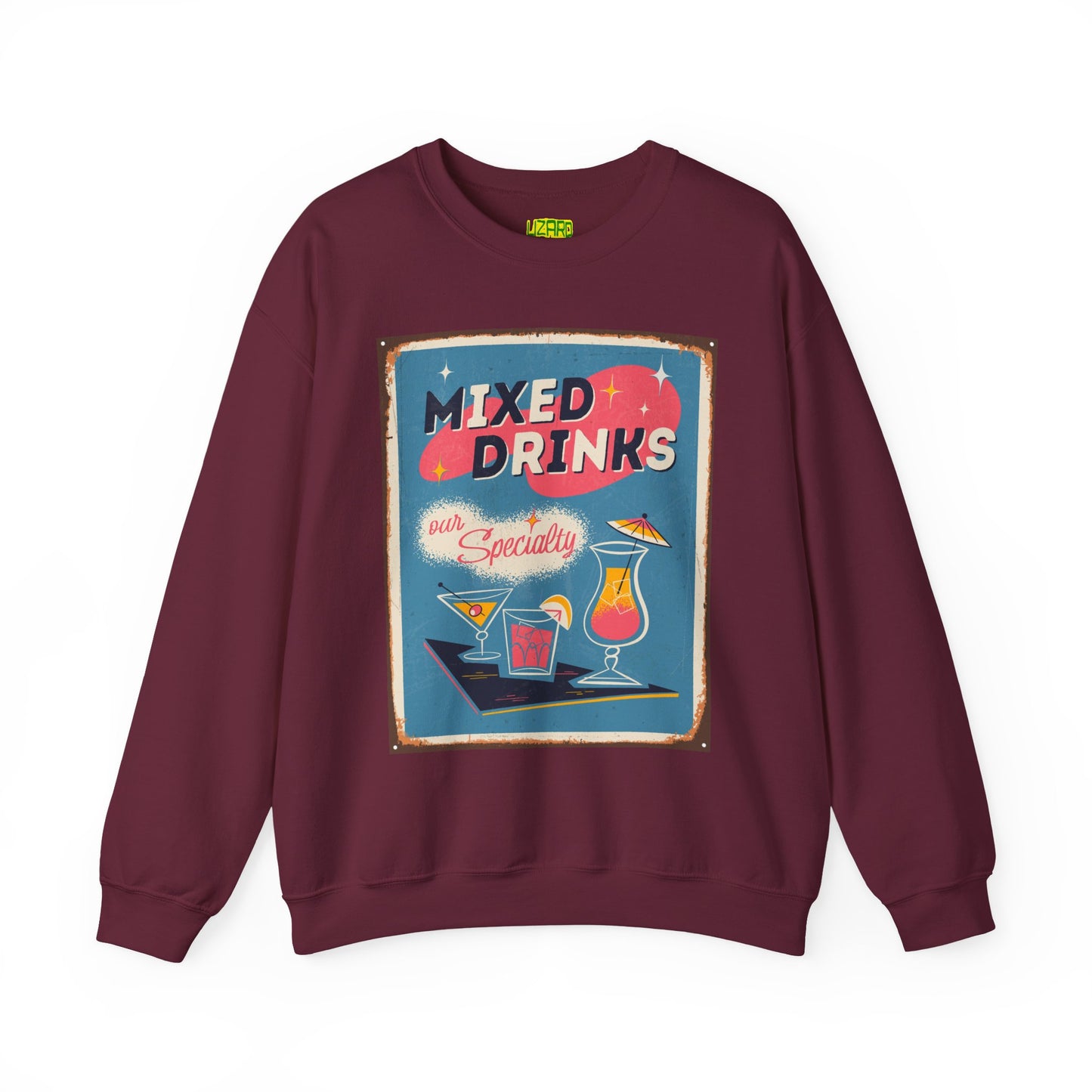 Mixed Drinks Crewneck Sweatshirt — Retro Cocktail Graphic Pullover