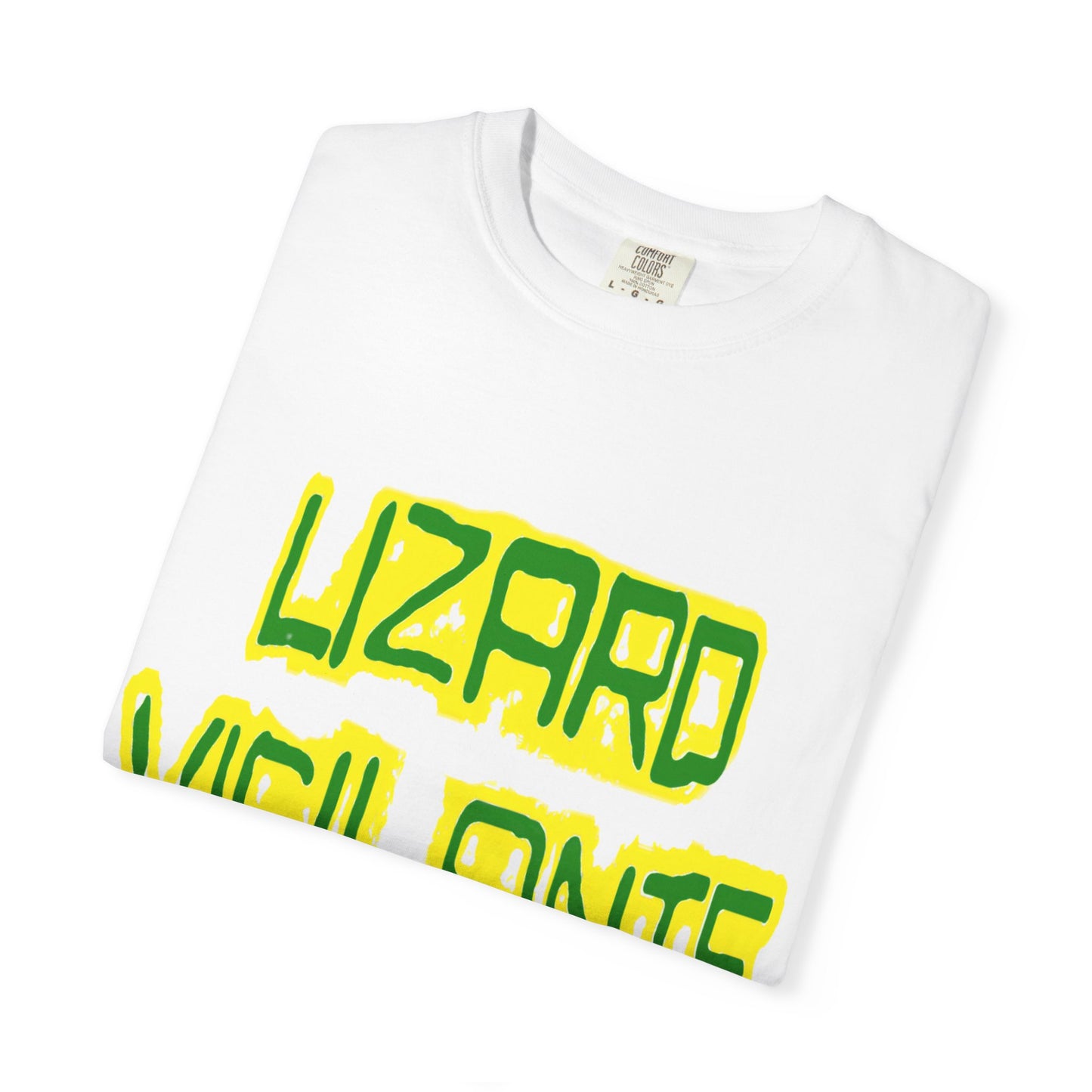 Lizard Vigilante Graphic T-Shirt — Bold Green & Yellow Streetwear Tee
