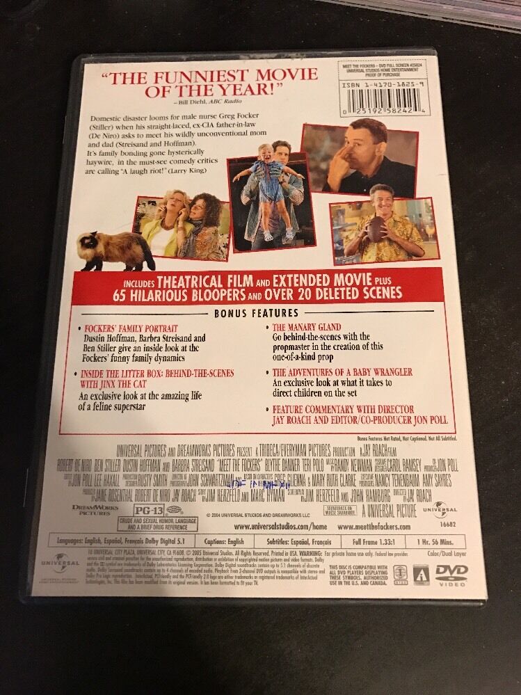 Meet the Fockers (DVD, 2005, Full Frame) Ben Stiller Robert De Niro Hoffman